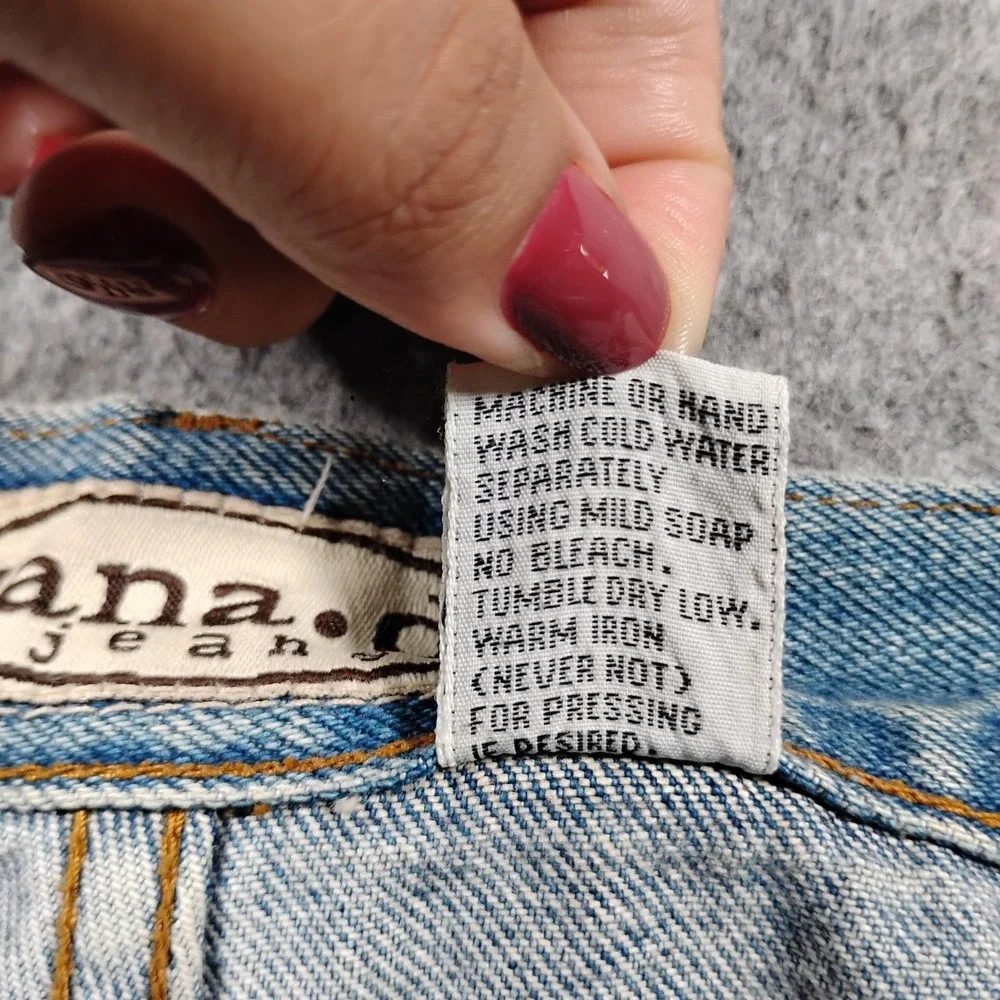 Zana Di Embroidered Wide Leg Jeans Women's 16 Blue Denim Vintage 90s Y2K Scroll